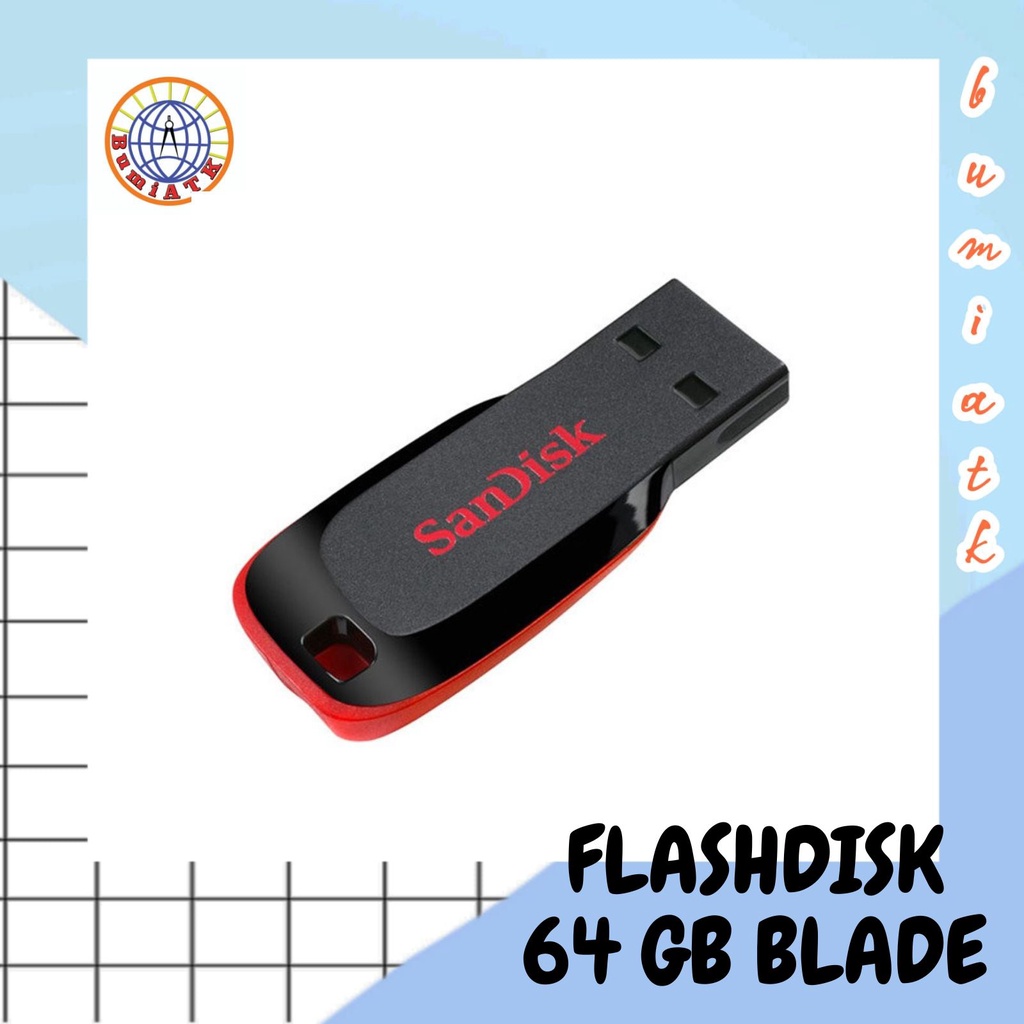 FLASHDISK USB BLADE 64GB / SANDISK FLASHDISK CRUZER BLADE 64GB / FLASHDISK ORIGINAL 64GB HITAM
