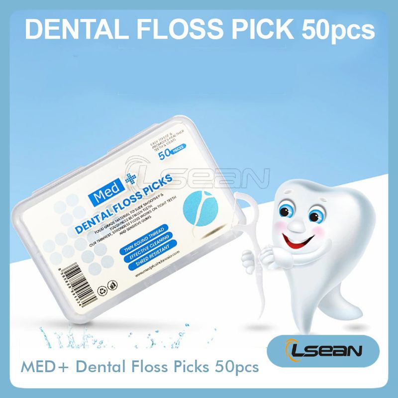 MED+ DENTAL FLOSS PICKS BENANG TUSUK GIGI PEMBERSIH SELA GIGI HIGIENIS 50 PCS