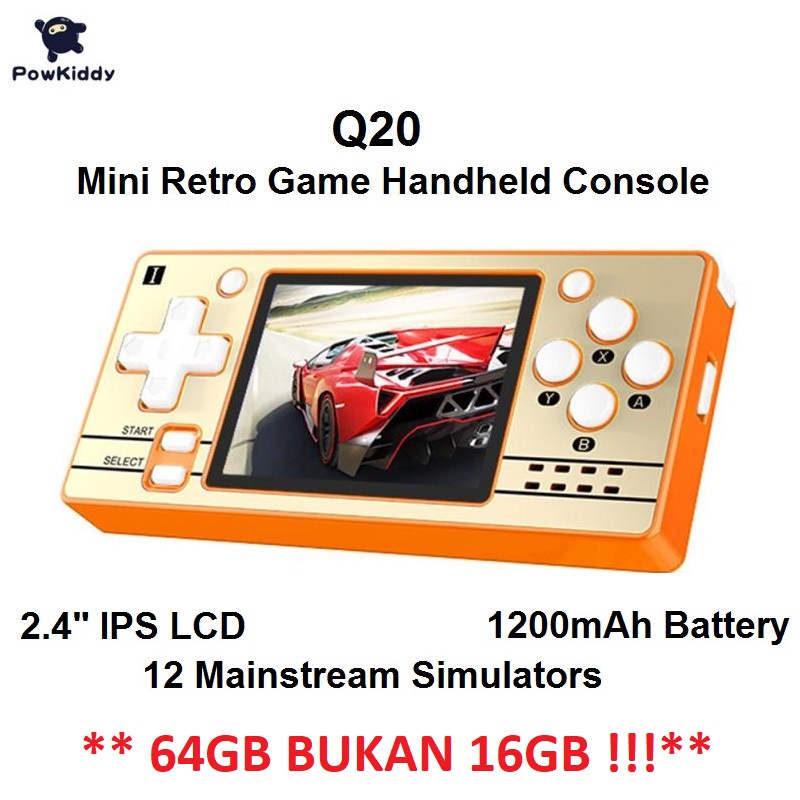 AKN88 - POWKIDDY Q20 MINI - Retro Handheld Console 64GB - Game Nostalgia Jadul