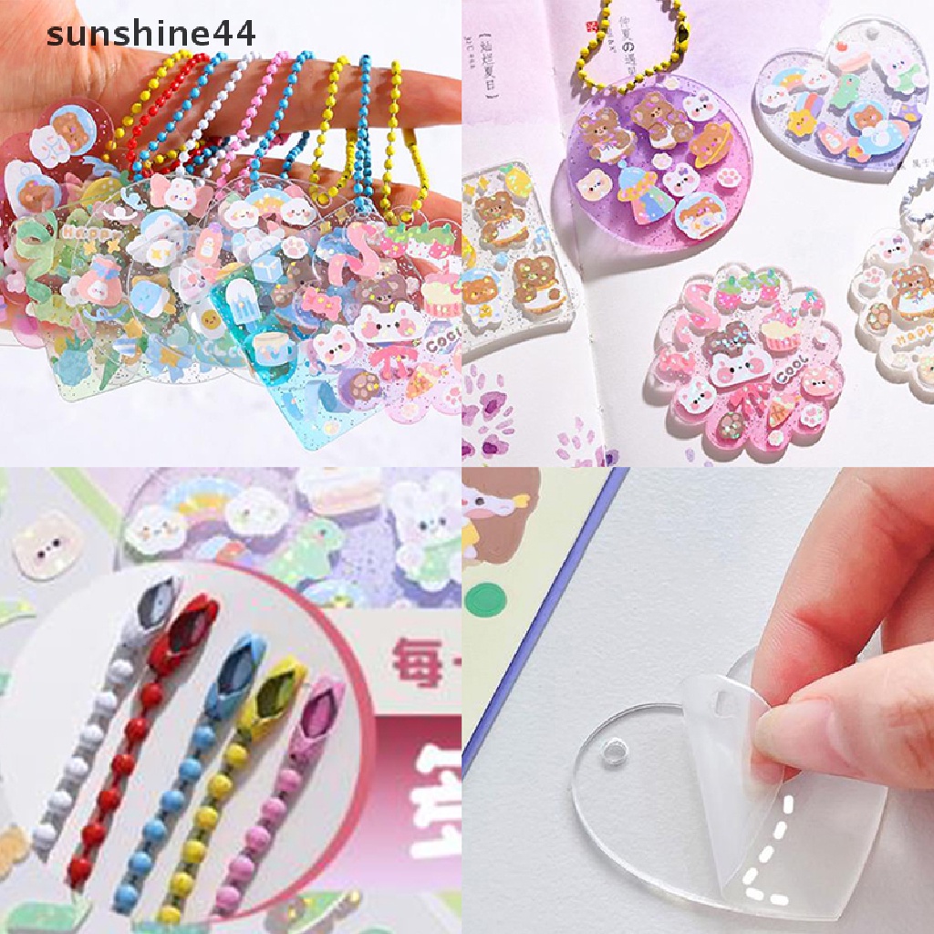 Sunshine 5pcs Gradien Transparan Akrilik Disc DIY Handmade Gantungan Kunci Liontin Tag Plexiglass Kosong Slice Untuk Membuat Perhiasan Kerajinan Vinyl.