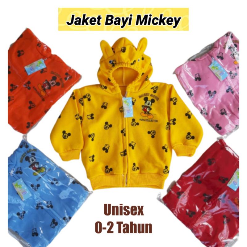 [0-2th] Jaket Bayi laki laki perempuan motif mickey mouse Bahan Sweater Mantel Bayi Hangat Kupluk Kuping Anak Usia 0-2 TAHUN ZHAFIRA Baby And Kids