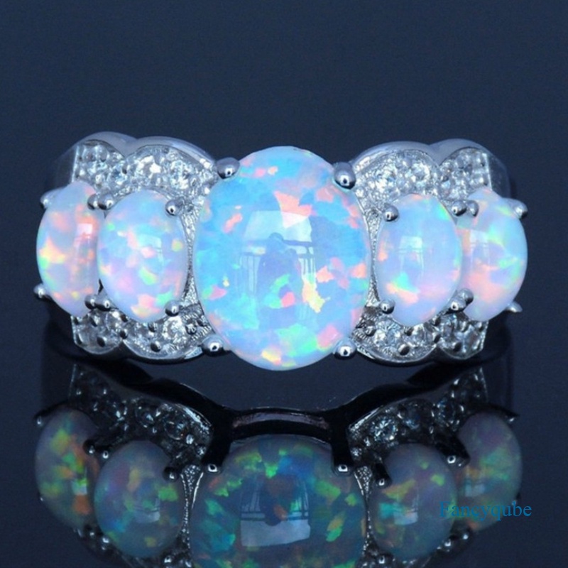 Mode Baru Telur Bentuk Api Opal Batu Cincin Untuk Wanita925 Sterling Perak Trendi Jewlery Aksesori Rings