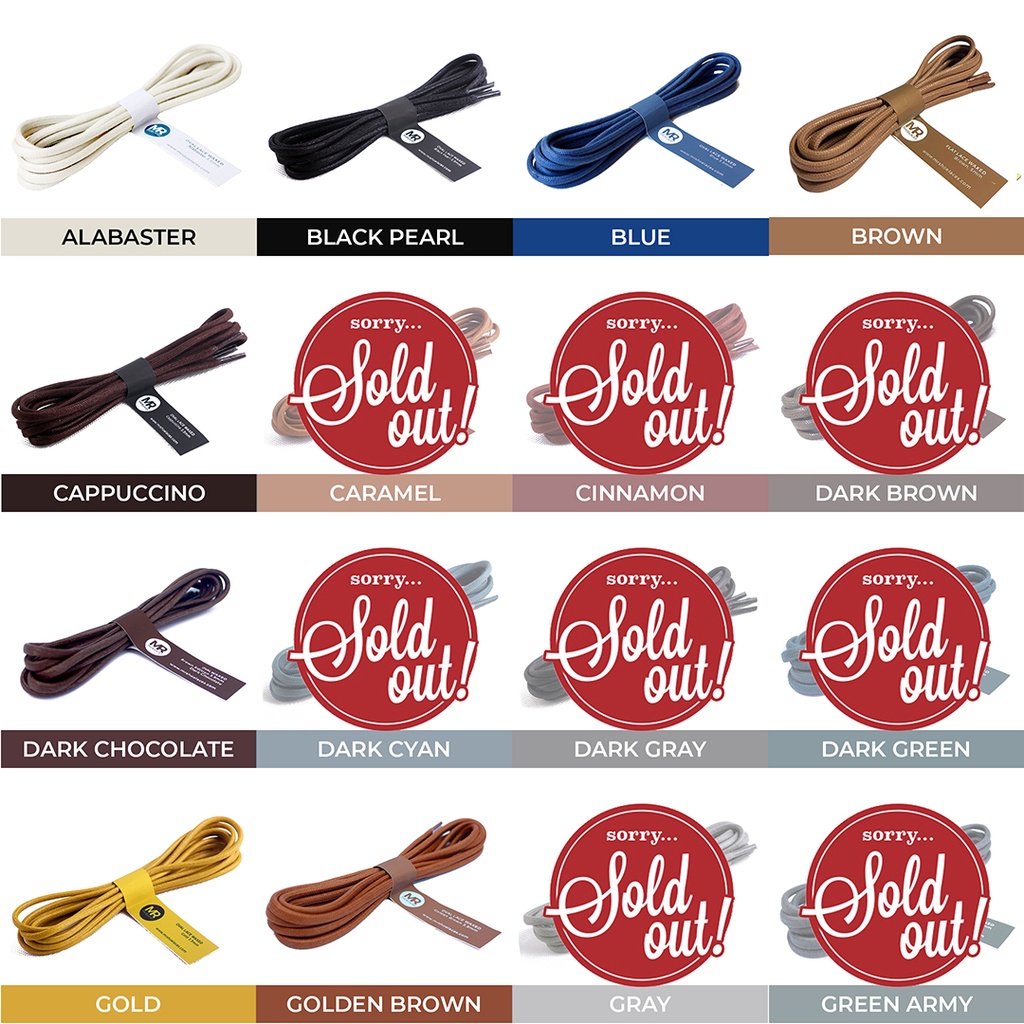 Tali Sepatu Lilin Oval 180cm 3.5mm Variasi Warna untuk Boots