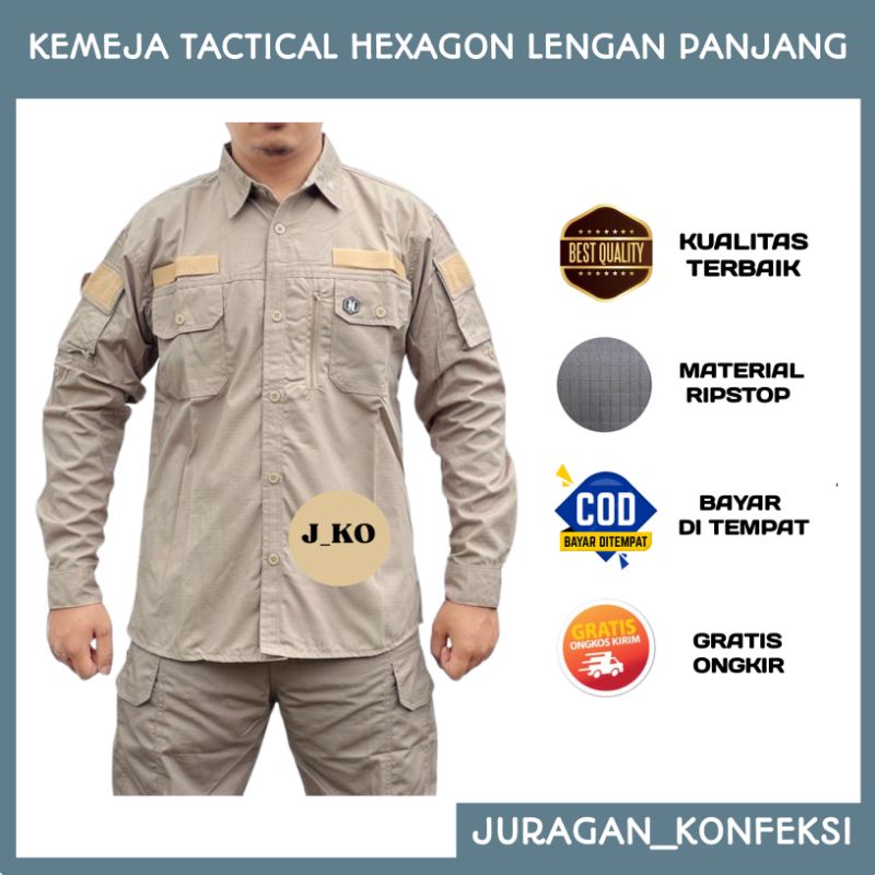 KEMEJA TACTICAL LAPANGAN PDL HEXAGON LENGAN PANJANG BAJU TACTICAL LAPANGAN PDL