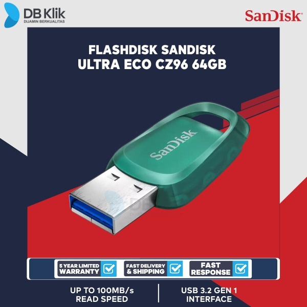 Flashdisk Sandisk Ultra Eco CZ96 64GB USB 3.2 100MB/s Gen 1