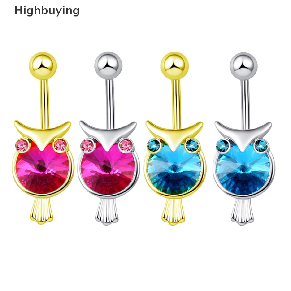 Hbid Cute Owl Belly Button Rings Kristal Zirkon Wanita Sexy Belly Button Ring Glory