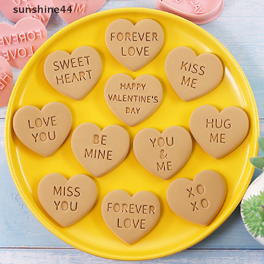 Sunshine 10Pcs 3D Valene's Day Cookie Cutters Biscuit Mold Cetakan Kue Kering Cap Dekorasi Pesta Baking Tools.