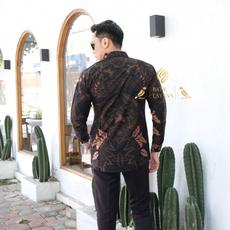 Kemeja Batik Mahkota Sogan Premium
