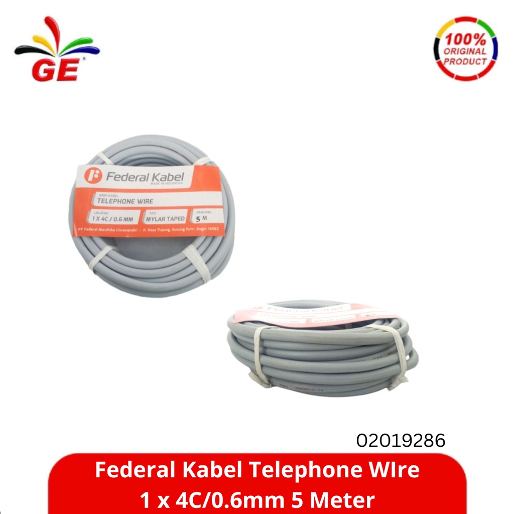 FEDERAL - Kabel Telephone WIre 1 x 4C /0.6 mm 5 Meter 02019286