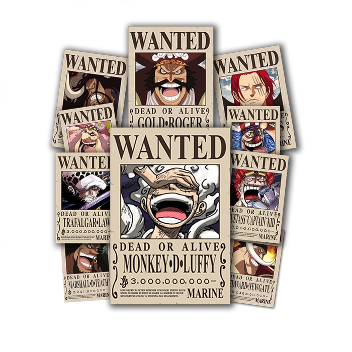 

Stiker Pack One Piece Yonkou Kaisar Laut Bounty isi 10pcs Bahan Vinil Tahan Air Waterproof