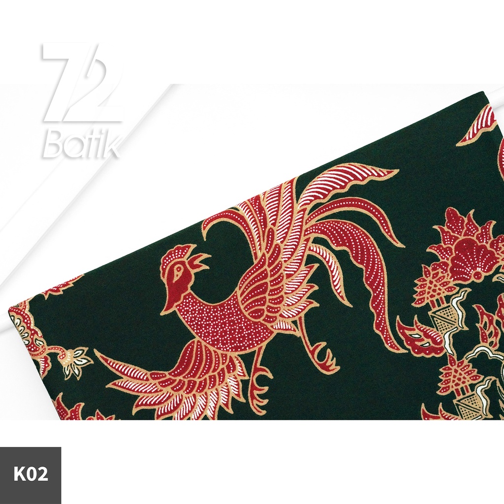 KAIN BATIK PREMIUM Bahan Katun Motif Burung Istana Hijau Merah 722727 Cap 72 Jarik Jarit Samping Kebat Panjang Batik Katun Modern Premium Bahan Seragam Batik Pernikahan Kantor Keluarga Murah Kamen Jadi Batik Bali Lembaran