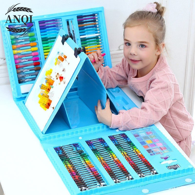 ANQI 1888 Krayon Anak Set Koper 150 in 1 Crayon Full Alat Melukis Mewarnai Set KIDS LAND VS-1859