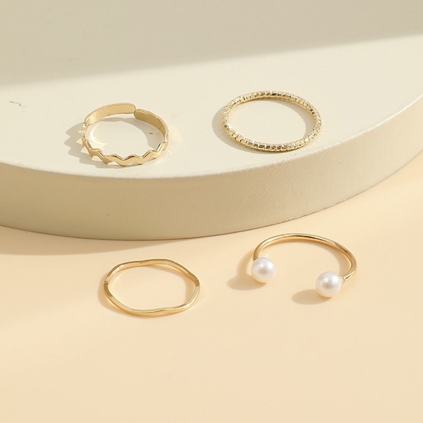 cincin set 4 pcs pearl wave set rings jci095(3f3)