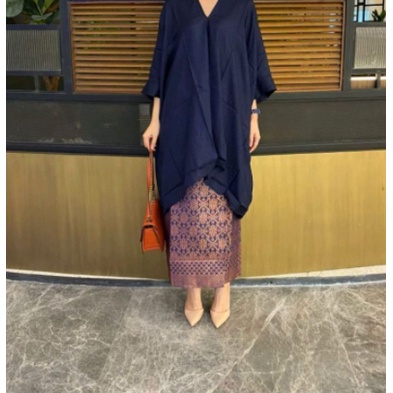 COD baju kondangan wanita / Blouse kaftan / hanya atasan - Navy