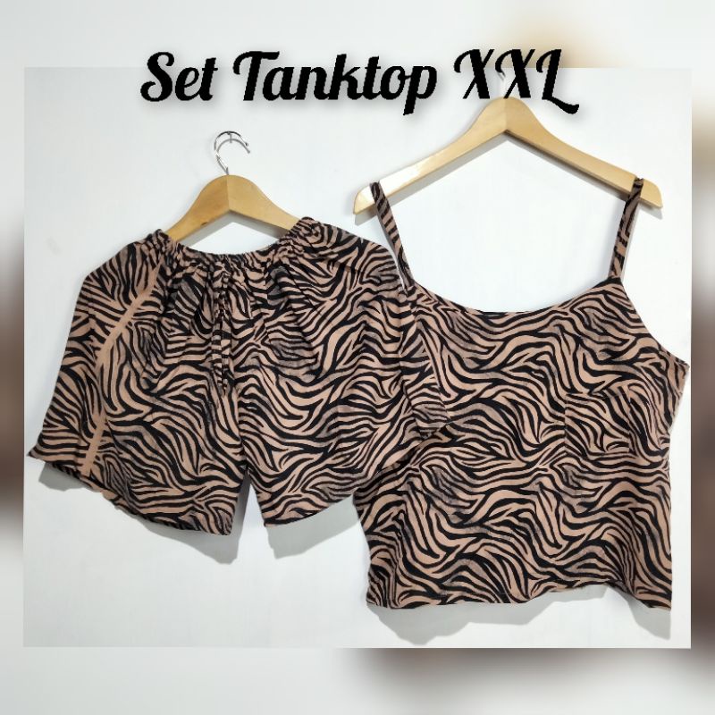 Set Tank Top Pendek Jumbo/Setelan Piyama Wanita Model Tanktop XXL LD 120/Baju Tidur Sexy (pilih motif)