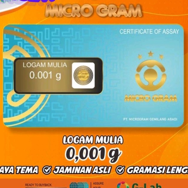 micro gram fine gold 0.001 emas murni 24 karat