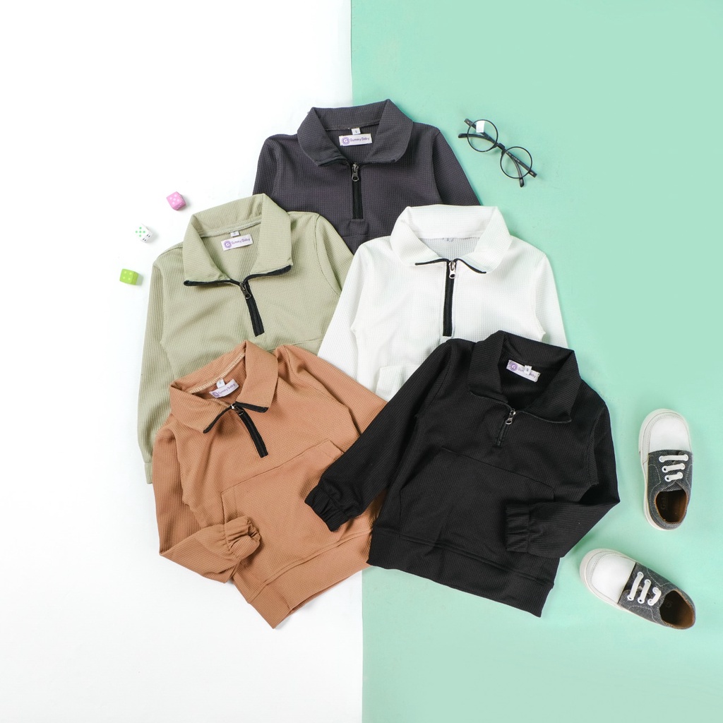 Fairy Baby Waffle Half Zipper | Sweater Waffle Bayi 0-2 Tahun