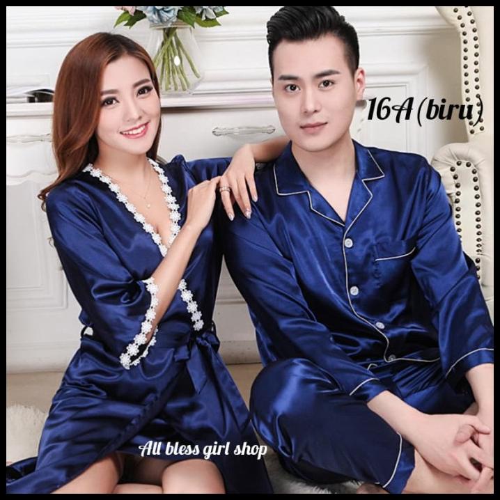 Baju Tidur Kimono Elegan Luxury Hiasan Bunga Piyama Couple Pasangan Se