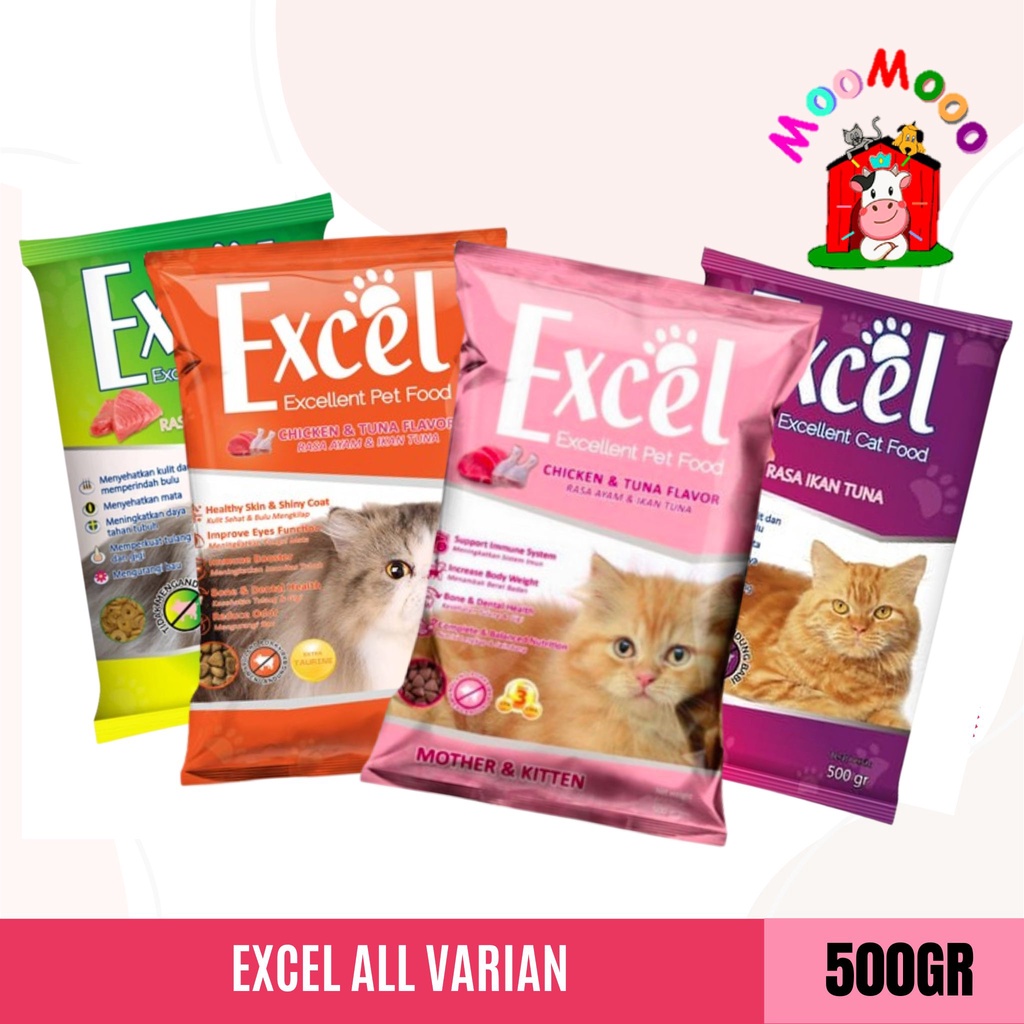 Excel 500gr Makanan Kucing Cat Food Dry - EXCEL All Variant 500 Gr