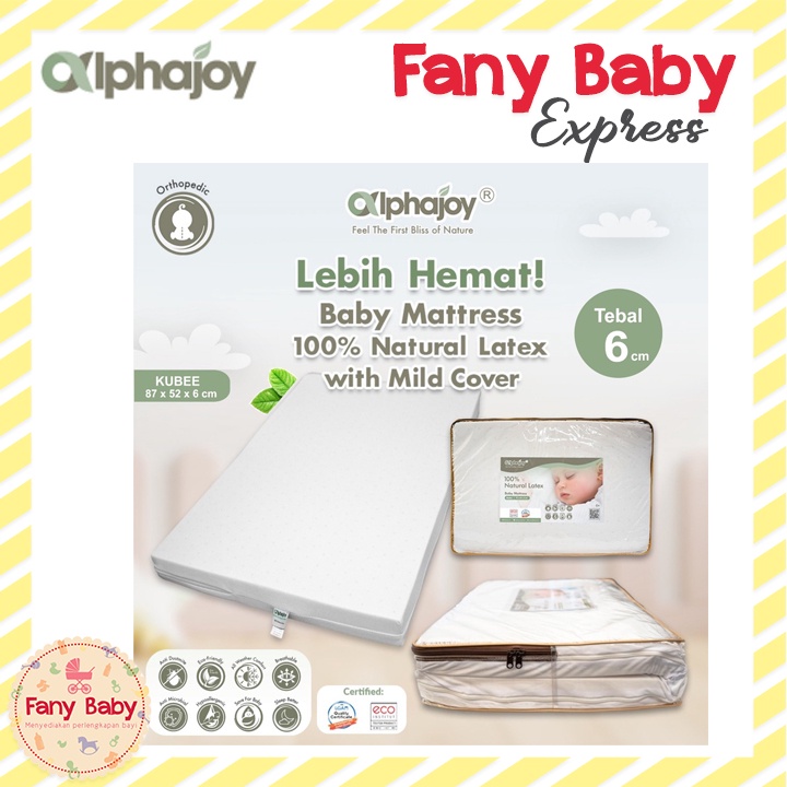 ALPHAJOY KUBEE MATTRESS 87X52X6CM 100% NATURAL LATEX WITH MILD COVER