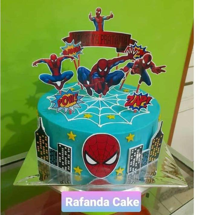 >7NX3-A topper kue ulang tahun spiderman toper ultah custom 373