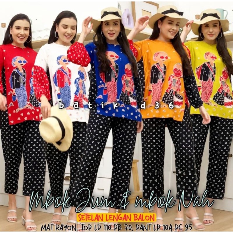 one set  dewasa modern lengan balon Mbok jamu  seragam kuliah oleh oleh jogja solo pekalongan