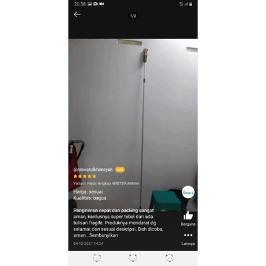 Sentra Living Tongkat Lampu 4 Meter Stick Lampu Pasang Ganti Stik Lampu Model Lurus 4 Meter