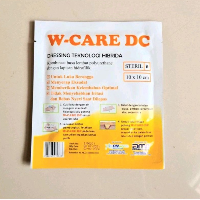 W Care DC ORIGINAL Perban Luka Diabetes Perban Luka Foam Dressing W CARE AH W-CARE AH Perban Luka Dr