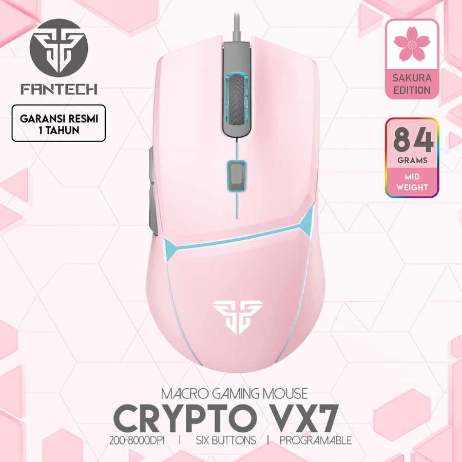 Mouse Fantech CRYPTO VX7 Gaming Macro - Pink Sakura Edition