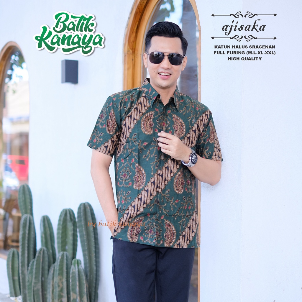 Kanaya Baju Batik Pria Lengan Pendek Full Furing AJISAKA