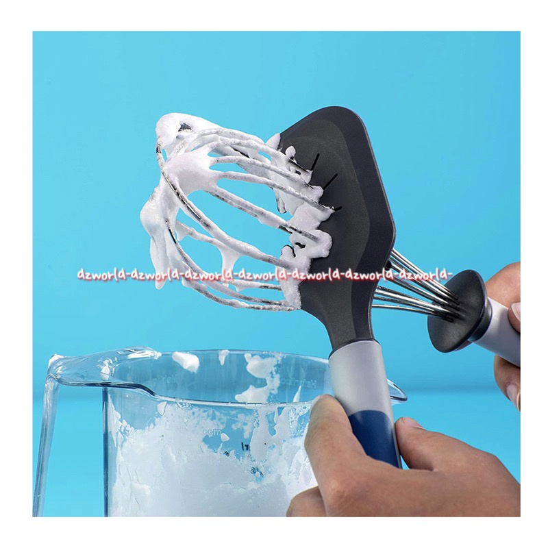 Tasty Dough Mixe 2in1 Alat Spatula Pengaduk Adonan 2in1 Dengan Bilah Warna Biru Abu Alat Kuas Pembersih Adonan Mixer Kue Dogh Manual Tasti