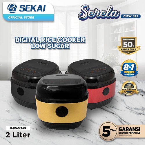 SEKAI Digital Rice Cooker 2 Liter Low Sugar Serela 8 In 1 CMW 522 LS Penanak Nasi Low Carbo