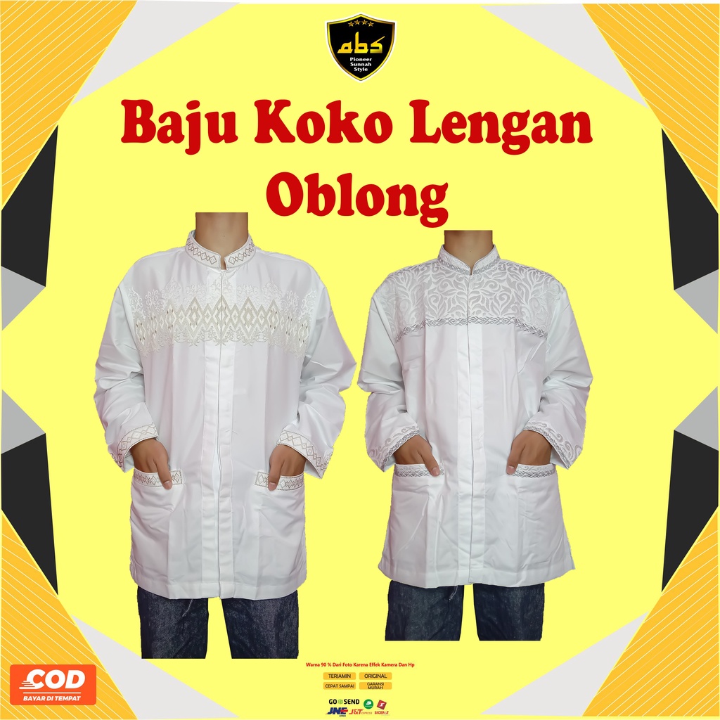 Baju Koko Putih Pria Lengan Panjang Oblong Pakaian Muslim Haji Umroh Koko Premium Abu Sulthan