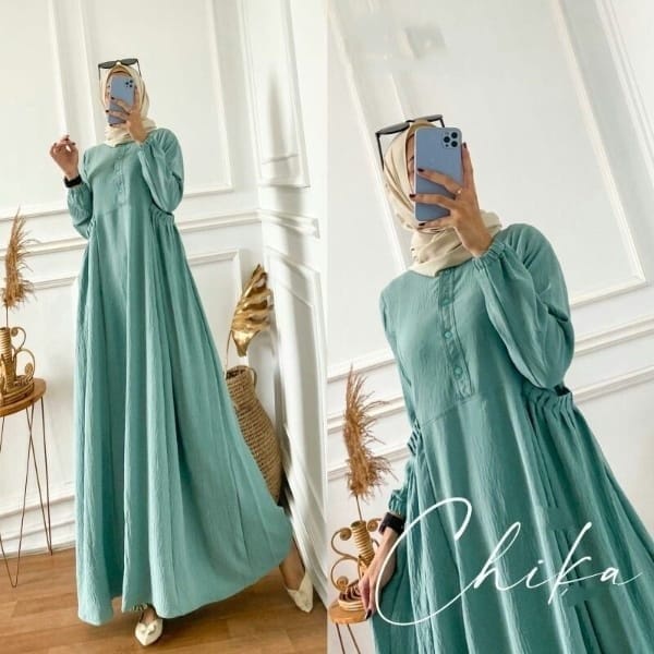 Gamis Chika Dress Maxi bahan CRINCLE AIRFLOW