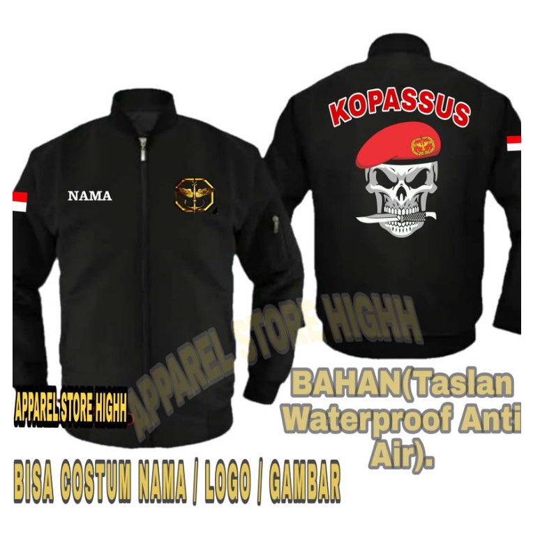 Jaket Bomber Kopassus Baret Merah / Jaket Kopassus Komando Pasukan Khusus / TNI AD TNI AU TNI AL Han