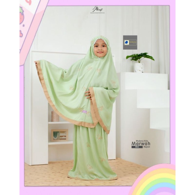 Mukena Marwah Kids ARRAFI Anak Perempuan Rayon Premium Renda Lis Warna