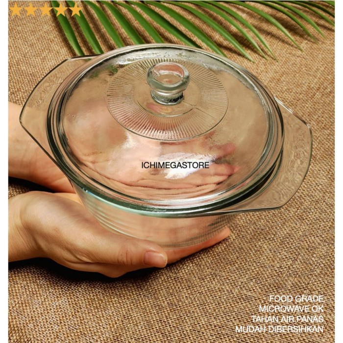 Open DS] Mangkok Kaca Tutup Tahan Panas /Mangkok Gagang /Mangkok Sayur