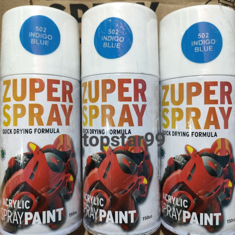 Zuper Pilox Pilok Cat Semprot Warna Indigo Blue Biru Metalik 502 150cc Spray Paint