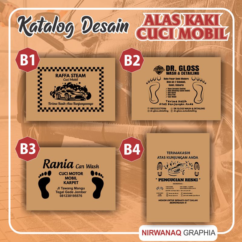 CETAK ALAS KAKI UNTUK CUCI MOBIL CUSTOM DESAIN SEMAUMU