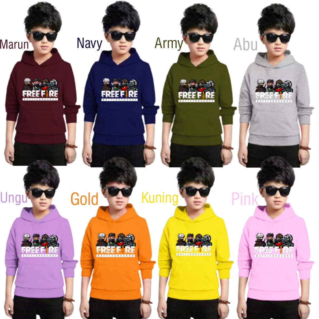 Hzl_outfit Sweater Hoodie Free Fire Anak Laki Laki (S.M.L.XL)