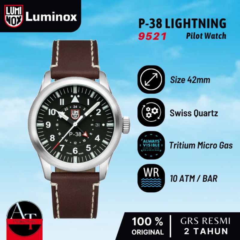 Jam Tangan Luminox 9521 P-38 Lightning Air Pilot Watch ORIGINAL