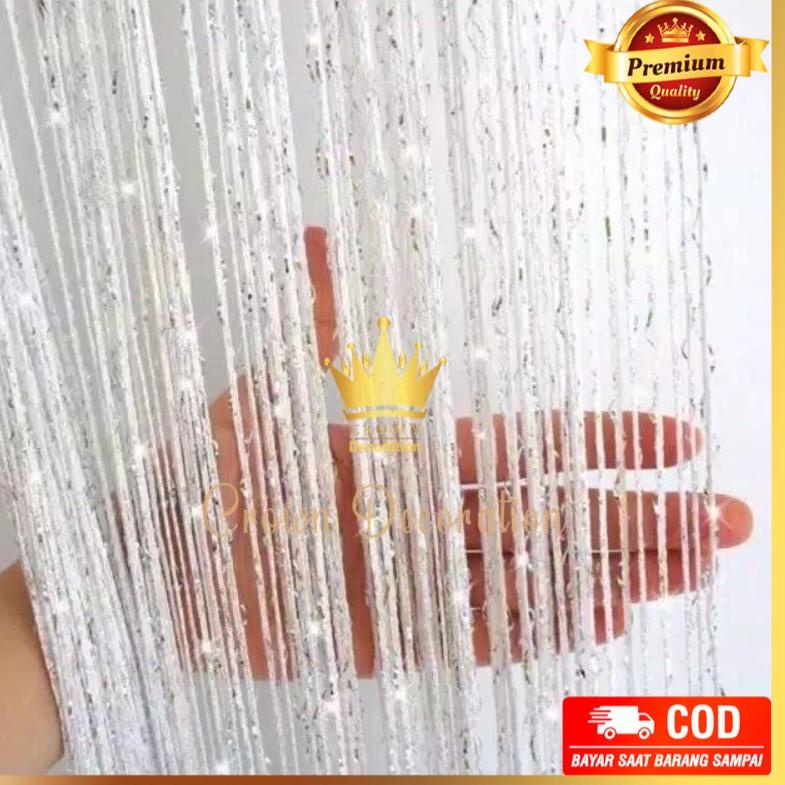 [KODE PRODUK KMGZ88093] Tirai Putih Benang Glitter 1m x 2m Dekorasi Ruangan dan Dekorasi Pelaminan/b