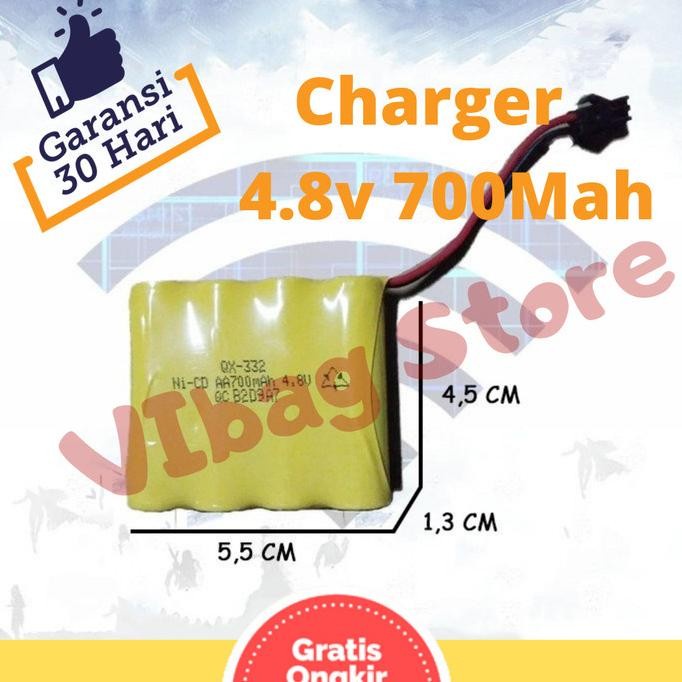 BATRE DAN CHARGER MOBIL REMOTE CONTROL 4.8V BATERAI RC 4.8V 700MAH TERBARU