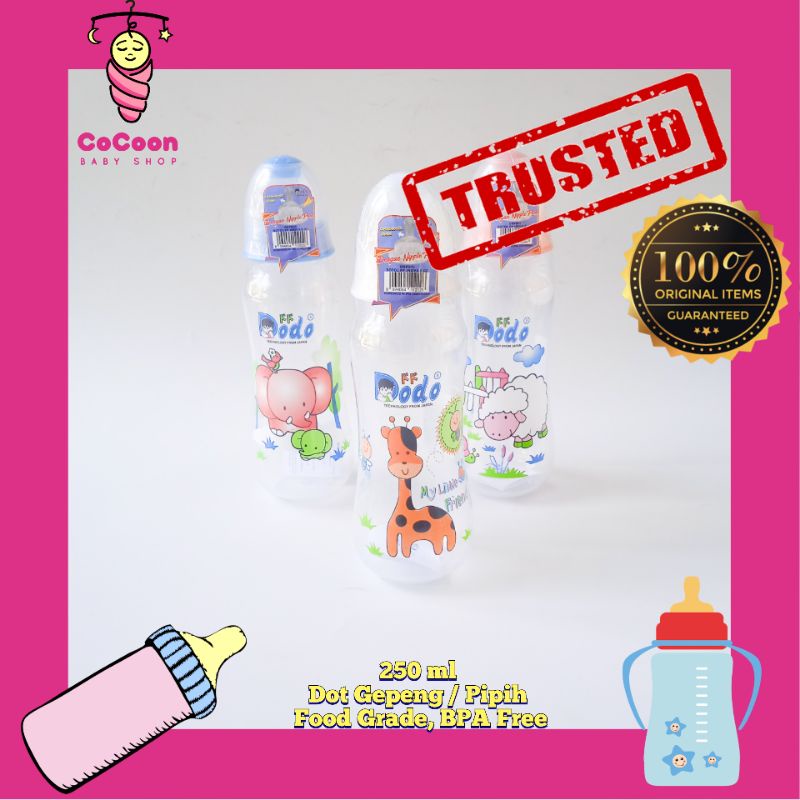 Botol Dot Susu Bayi Anak Dodo Gepeng Pipih Inova 250ml 250 ml 8 oz