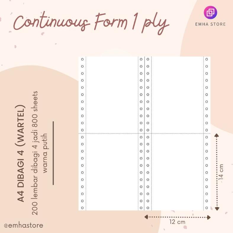 

GVMM9 Kertas Continuous Form Struk PPOB PLN A4 Dibagi 4 Wartel 1 Ply 200 Lembar a8tp8