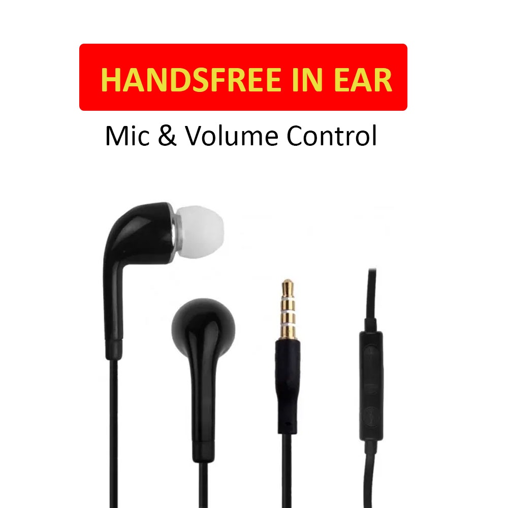 Handsfree Headset Bass Kuat dengan Mic dan Volume kontrol Original Earphone in Ear Handfree cocok untuk Semua Smartphone Audio Player Komputer Pc Laptop Notebook Dengan Jack Audio 3.5mm