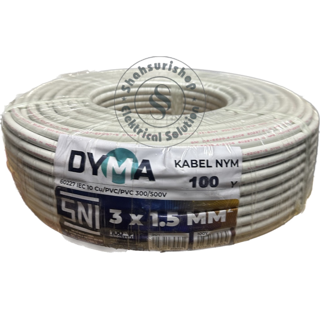 DYMA ARIUS KABEL NYM KAWAT TEMBAGA MURAH 3X1,5 100 YARD ROLL ROLLAN SNI