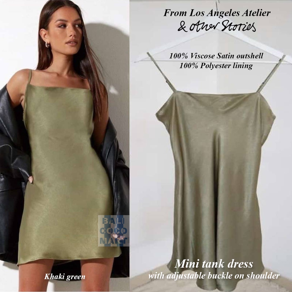 Mini tank dress wanita OTHER STORIES khaki green