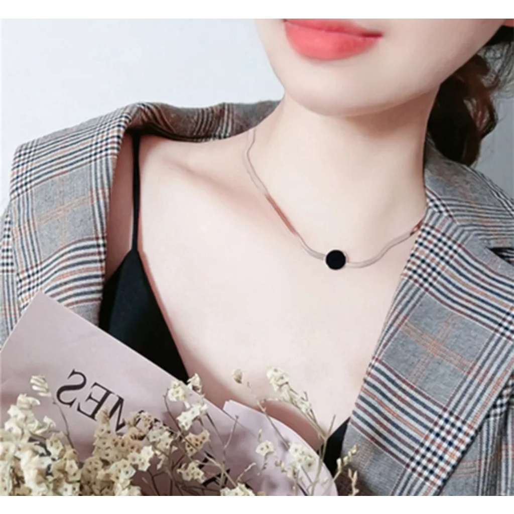 Kalung Liontin Wanita Bulgary Titanium Model Terbaru 2021 Wanita Titanium Gepeng Liontin Model Terbaru / Perhiasan Termurah Import High Quality bisa cod bayar ditempat