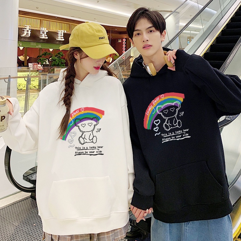 Promo Cod Baju Hoodie Couple Pria Wanita Lovely Bear Wear Sweatshirt Loose Oversize Trendy Jacket Hoodie Korean Style